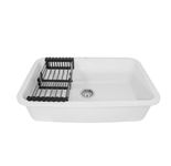 Fossa 31"x19"x09" Inch Granite Quartz Kitchen Sink Single Bowl with Basket, Coupling, Waste Pipe Quartz German Engineered Technology Kitchen Sink Easy-to-Clean Sink (White)