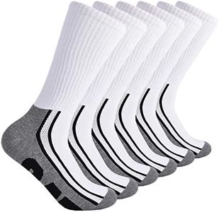 Caterpillar mens 6-pack Half Cushioned Crew Socks, White Logo (6 Pack), Large