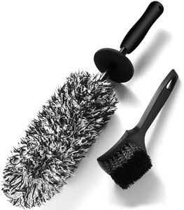 SOMLAW Brosse Jantes Voiture et Brosse de Pneu Noire - Brosse de Nettoyage en Microfibre - Brosse de Roue de Voiture Jante sans Partie Métallique - Pas de Rayures Brosse Jantes Aluminium