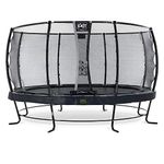 EXIT Toys Elegant Premium Round Trampoline - ø14ft - With Deluxe Safety Net - Extra Strong and Stable Frame - Long Springs - Stainless - Easy Assembly - Luxury Finish - Black