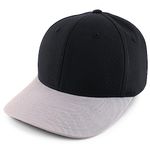 Trendy Apparel Shop Oversize XXL Two Tone Structured Cotton Fitted Baseball Cap, Black Grey, XX-Large