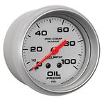 Auto Meter 200777-33 Gauge Oil Pressure (Marine Silver Ultra-Lite 2 5/8", 100Psi, Mechanical, Marine Silver)