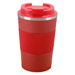 Kuber Industries Stainless Steel Insulated Coffee Mug with Sleeve|Travel Coffee Mug 380 ML|Red|