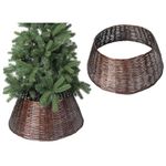 Snow White 70CM X 28CM Willow Wicker Christmas Tree Skirt In Dark Brown