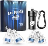 High Fidelity Concert Ear Plugs, Noise Cancelling Silicone Ear Plugs 2 Pairs Great for Concerts Loud Music, Musicians, Motorcycles, Airplanes, Raves, Hearing Protection -20 dB