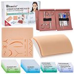 Ultrassist Complete Suture Practice Kit with Simulated Wounds Skin Pad, Self-Made Incision Buried Knot Training Pad, Instruments, Thread & Needles, for Nursing & Vet Students Camp Edu & Demo Only