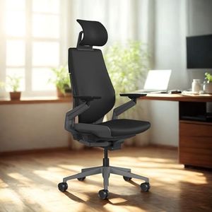 Steelcase Gesture Chair | 12-Year Warranty | DIY Assembly | 3D LiveBack™ Technology| 360-Degree Adjustable Arms | Supports up to 181 kg | Ergonomic Chair for Office and Home | Montana Leather | Black