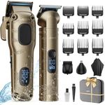 Vgrpro Hair Clippers for Men Professional, Cordless Hair Clippers for Hair Cutting, Mens Clippers and Trimmers Set, Electric Hair Trimmer for Men with Package Box (Gloden)