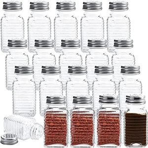 WUWEOT 30 Pack Salt and Pepper Shakers, 3.3oz Glass Shakers Spice Jar with Metal Lids for Salt, Pepper, Spices, Seasonings, Restaurant & Home Kitchen Supplies