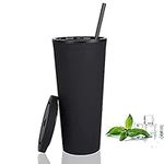 24oz Pastel Color Acrylic Cup Travel Tumblers with Lids Straw Double Wall Reusable Vinyl Modern Matte Skinny Tumbler Portable Daily Water Glass Simple Tea Iced Coffee Mug for Home Office Sports