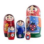 Heka Naturals Kurochka Nesting Dolls | All Natural Wooden Matryoshka Doll Set of 5 (18 cm) - Traditional Babushka Home Decor, Wooden Stacking Toys, Handmade Toys & Games, Shape Sorter Accessories