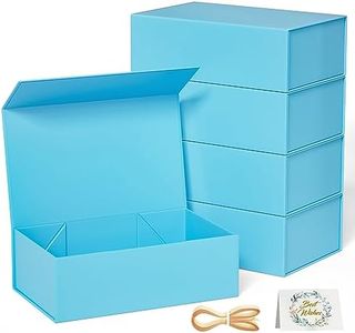 RYDDOY 5 Pack Blue Gift Box, 12x6x4'' Gift box for Presents with Lids Magnetic Closure Rectangle Collapsible for Bridesmaid Proposal Box, Wedding, Christmas, Halloween, Birthday Gift Packging