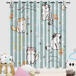 Cartoon Cat Curtain Panels for Girl Room Blackout Curtains Grommets Top Girls Curtains for Bedroom Animal Themed Thermal Insulated Curtains for Nursery Girls Room Decor, Cat Curtains, 82 in x 84 in