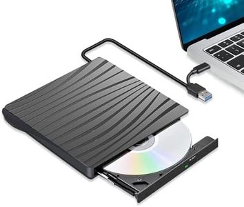 STFMHEZ External CD DVD Drive, Type-C USB 3.0 Portable Drive Reader DVD CD RW Writer Burner Player Optical DVD Drive External Disk Drive Laptop, Desktop, PC, Mac, IOS, Windows 11/10/8/7/XP/Linux/Vista