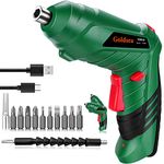 Goldsea Electric Screwdriver, Cordless Screwdriver Set Rotated 90 Degrees Electric Screwdrivers Handle 4.2V 2000mAh Rechargeable Lithium-Ion Battery w/LED Worklight & Charger, Green,red (TY002)