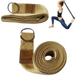 Gjay Ecom Zone 8 Feet Length Cotton Yoga Strap/Yoga Belt Stretch Bands with Extra Safe Adjustable D-Ring Buckle,Durable and Comfy Best for Daily Stretching,Physical Therapy,Fitness (Biscuit Color)