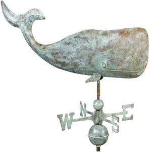 Good Directions 37" Whale Weathervane, Blue Verde Copper, Nautical, Patina