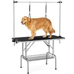 Yaheetech 46" Pet Dog Grooming Table Height Adjustable Dog Beauty Table for Large Dogs/Cats w/Storage Basket/Noose Tools 177cm High Black