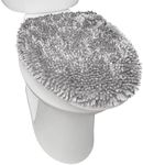 SoHome Spa Step Luxury Plush Chenille Shag Machine Washable Ultra Soft Standard Toilet Lid Cover 18.5"x19.6" Light Gray