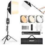 EMART Softbox Photography Lighting Kit, 16"X16" Soft Box | 3000K-6000K 85W LED Bulbs with Remote | 65" Tripod, Professional Photo Studio Light for Video Recording, Portrait Shooting (1PACK)