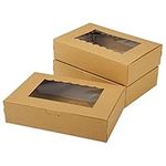 KEYIDO 20 Pack Kraft Cookie Boxes with Window, 8.5”×5.5”×2” Sweet Boxes Empty Gift Packing Boxes, Kraft Bakery Boxes for Muffins Pastry Cupcake Candy Pie