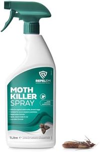 REPELEM Moth Killer Spray - Fast Acting Moth Repellent & Insect Killer, Kills Moths at all Life Stages, Professional Strength Cypermethrin Spray, Large Clothes & Carpet Moth Treatment - 1L Moth Spray