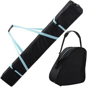 Navaris Ski Bag and Boot Bag Set - Includes 1 Bag for Skis and 1 Bag for Boots - for 1 Pair of Skis and Poles and 1 Pair of Boots - Carry and Store Equipment