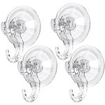 GlobaLink Suction Hooks, 4 Pack Clear Reusable Heavy Duty 3KG Vacuum Suction Cup Hooks, Plastic Smooth Wall Hangers Vacuum Seamless Sucker Hook for Bathroom Kitchen Window Bags Coats Caps Towel