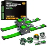 Rhino USA 2”x10’ Retractable E-Track Ratchet Straps: 3033lb Max Break Strength Compatible with E Track Rail Systems only– Perfect for UTV’s, ATV’s and Other Cargo (Green - 2 Pack)