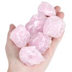 VGOODALL 6PCS Crystal Stone, Rosa Healing Raw Crystals Natural Rough Stones for for Tumbling, Cabbing, Fountain Rocks, Decoration, Polishing, Wire Wrapping, Wicca & Reiki, Meditation Accessories