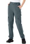 JHMORP Women's Cargo Pants Waterproof Lightweight Stretch Work Mountain Athletic Pants with Zipper Pockets (Iron Gray,CA XL)