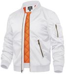 TACVASEN Men's Jackets Full Zip Up Winter Warm Fleece Liner Work Coats Outwear White, M