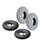 AlveyTech 3.00-4 (10"x3") Mobility Tire and Inner Tube Sets with Ribbed Tread (Set of 2)