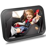 PERMUST Rear Seat Mirror for Baby, 360° Swivel, Shatterproof Rear View Mirror, Adjustable Elastic Straps, Mirror Compatible with Most Cars, Rotatable Double Strap