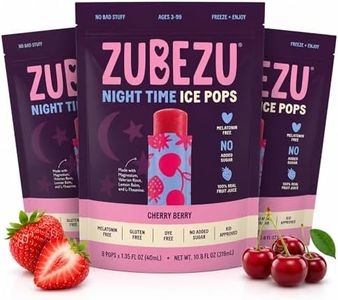 ZuBeZu Night Time Ice Pops for Kids – Melatonin-Free Cherry Berry Popsicles with Magnesium, L-Theanine, Lemon Balm & Organic Valerian Root - No Added Sugar and 100% Real Fruit Juice Freezer Pops (Pack of 3)