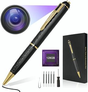 QETATIY 128G Hidden Camera, 1080P Spy Camera Pen, Nanny Cam, Mini Body Camera with 300 Minutes Video Loop Recording, Secret Camera-One Button Wireless Security Cameras for Home