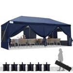 Quictent Pop Up Gazebo with Sides 3 X 6m, Commercial Marquee Gazebo, Waterproof Gazebo - UV 50+ - Party Tent with Roller Bag & 6 Sand Bags for Party, Garden, Outdoor, Navy Blue