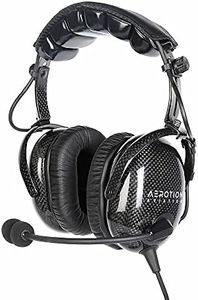 Aerotion Aviation - PS2 Fibra de Carbono Pasiva Cancelación de Ruido Aviación Auriculares Piloto