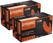 GLOVEWORKS HD Orange Nitrile Industrial Disposable Gloves, 8 Mil, Latex-Free, Raised Diamond Texture, X-Large, 2 Boxes of 100