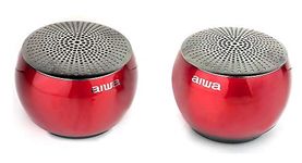 Aiwa ORB Bluetooth Wireless Speakers with TWS and EDR technology - CNC Milled Metal Body finished in Ruby Red, 2 Speakers