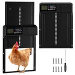FTJKGH Automatic Chicken Coop Door with Timer&Manual Mode, Waterproof Electric Chicken Coop, Anti-Pinch Design, Large Lcd Display, Low Battery Warning, Aluminium Alloy Material, Safe Chicken Keeping