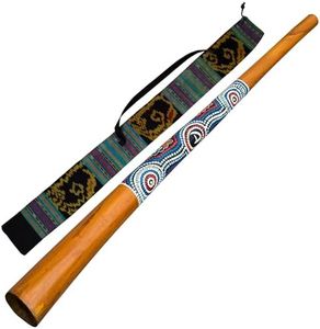 Australian Treasures Hand-Painted Didgeridoo with Aboriginal Motifs - Carry Bag Included - Suitable for All Skill Levels - FREE DIDGERIDOO KEYCHAIN AND DISCOUNT COUPON FOR DIDGERIDOO LESSONS INCLUDED