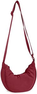 Small Nylon Crescent Crossbody Purses Bag for Women Men Trendy,Travel Sling Bag, Wine Red, Small, Fashion Trip Sling Bag