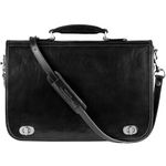 Time Resistance Hand Crafted Leather Messenger Shoulder Bag 15 Inch Laptop Briefcase Business Attache Black