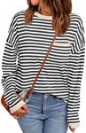 LILLUSORY Womens Fall Fashion Clothes Outfits 2024 Oversized Sweaters Striped Lightweight Ladies Cute Pullover Crewneck Long Sleeve T Shirts Tshirts Trendy Tops