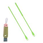 Cleaner Brush Set, 9.45 Inch Silicone Straw Brush with Cup Lid Brush Reusable Water Bottle Straw Cleaner Pipe Cleaners Crevice Brush Kitchen Cleaning Tool (Green)