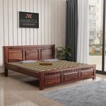 AMBICA WOODMART Sheesham Wood Queen Size Bed Without Storage Solid Wooden Cot Bed Double Bed Elegant and Functional Bedroom Living Room Home Walnut Finish | (A-42)