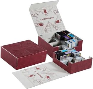 cloudever 900+ Toploader Card Storage Boxes, Magnetic Closure Trading Card Deck Box, PU Leather Card Box Card Storage Case for Magic Commander YugiOh TCG TGG Cards Sports Cards(Red)