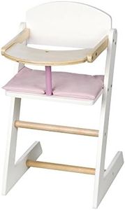 roba Seggiolone per Bambole Scarlett - con Vassoio e Poggiapiedi - Stile Rustico - Ideale come Regalo di Compleanno e Natale - Legno Laccato Bianco