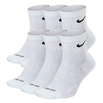 NIKE Plus Cushion Socks (6-Pair) (L (Men's 8-12 / Women's 10-13), Ankle(Quarter) White)